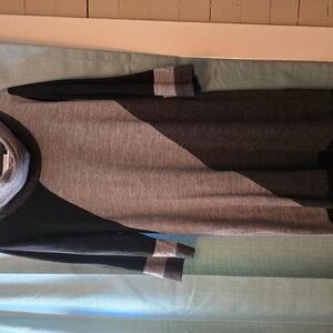 Gray and Black Colorblock Sweater Dress